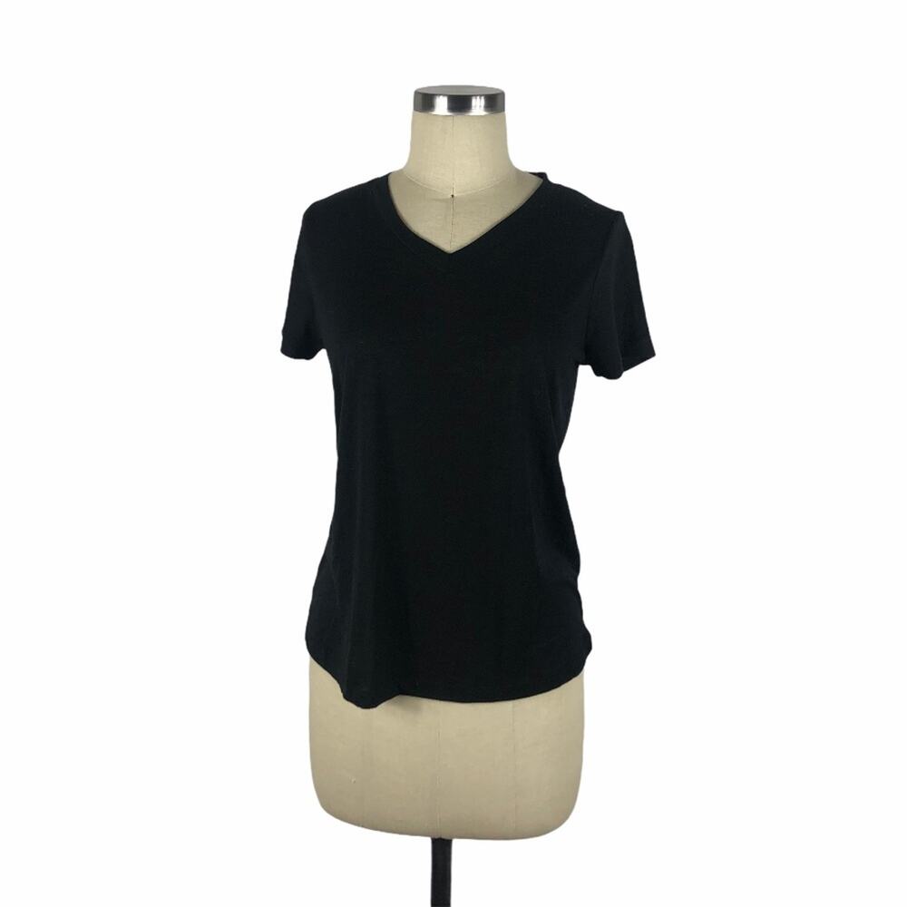 THEO & SPENCE Black V-Neck‎ Basic Tee Shirt XS NWT